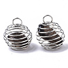 Iron Wrap-around Spiral Bead Cage Pendants IFIN-R239-03P-2