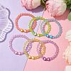 6Pcs 6 Colors Heart & Round Acrylic Beaded Stretch Kid Bracelet Sets BJEW-JB10674-5