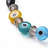 Handmade Evil Eye Lampwork Flat Round Beads Stretch Bracelets BJEW-JB05005-03-2