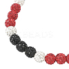 1Pc Polymer Clay Rhinestone Round Beaded Stretch Necklaces NJEW-SP0001-14B-3
