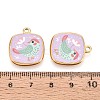 Printed Style 304 Stainless Steel Square Pendants STAS-T071-25A-G-3