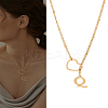 1Pc Letter & Heart Stainless Steel Lariat Necklaces for Women NJEW-LP0002-87G-Q-1