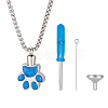 DIY Cat Paw Print Stainless Steel Enamel Urn Ashes Pendant Necklaces Making Kits DIY-NB0012-91A-1