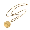 201 Stainless Steel Flat Round with Boy Pendant Box Chain Necklaces for Women Men NJEW-R013-05G-4