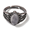 Natural Quartz Crystal Horse Eye Adjustable Rings RJEW-K271-05R-14-3