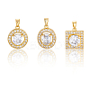 9Pcs 3 Style Brass Micro Pave Cubic Zirconia Pendants KK-BBC0019-44-6