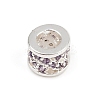Column Rack Plating Brass Cubic Zirconia European Beads KK-L236-11S-2