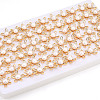 Flower Brass Natural Pearl Stud Earrings PEAR-N020-05X-3