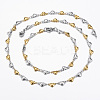 Two Tone 304 Stainless Steel Heart Link Chain Jewelry Sets SJEW-H103-12GP-1