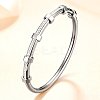 304 Stainless Steel Micro Pave Clear Cubic Zirconia Hexagon Hinged Cuff Bangles for Women WGDBD4E-01-1