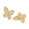 Rack Plating Brass Pave Clear Cubic Zirconia Stud Earring Finding EJEW-C102-33G-2
