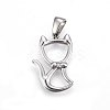 Non-Tarnish 304 Stainless Steel Hollow Kitten Pendants STAS-P209-28P-1