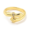 Brass Micro Pave Cubic Zirconia Open Cuff Ring RJEW-C033-10G-2