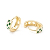 Tartan Pattern Enamel Chunky Hinged Huggie Hoop Earrings for Women EJEW-P196-22G-04-2