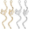 12Pcs 2 Colors Brass Micro Pave Cubic Zirconia Pendants KK-BBC0019-70-1