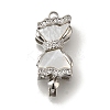 Brass Micro Pave Clear Cubic Zirconia Box Clasps with Acrylic KK-H480-05P-1