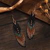 Bohemian Vintage Handmade Glass Seed Beads Rhombus Dangle Earrings PE6522-5