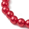 2Pcs Valentine's Day Theme Acrylic Pearl Round Beaded Stretch Bracelets BJEW-JB11422-5