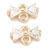 Brass Clear Cubic Zirconia Links Connectors ZIRC-O042-05G-1