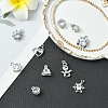 10Pcs 10 Styles Alloy Micro Pave Clear Cubic Zirconia Charms ZIRC-YW0001-13-4