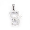 Non-Tarnish 304 Stainless Steel Hollow Kitten Pendants LS-STAS-P209-28P-2