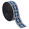 1 Roll Ethnic Style Polyester Jacquard Flower Ribbon OCOR-WH0086-95A-1
