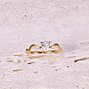 Teardrop 304 Stainless Steel with Clear Cubic Zirconia Finger Rings for Women FS-WG6614B-01-2