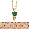 304 Stainless Steel Green Cubic Zirconia Pendant Necklaces for Women NJEW-C078-01C-G-5