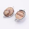 Brass Natural Picture Jasper Links connectors G-E398-04N-1