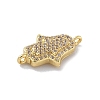 Rack Plating Brass Micro Pave Clear Cubic Zirconia Religion Hamsa Hand Connector Charms KK-A23410-053G-2