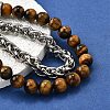 Natural Tiger Eye Round Beads Multi-strand Bracelets BJEW-D330-02P-08-2