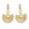 Brass Pave Clear Cubic Zirconia Fan Pendants KK-C132-22G-1