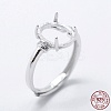 Anti-Tarnish Rhodium Plated 925 Sterling Silver Finger Ring Components STER-G027-05P-5