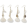 Bohemian Style Natural Shell Dangle Earrings with Glass Pearl Beads EJEW-JE05546-1