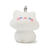 Animal Theme Flocky Opaque Resin Pendants RESI-H042-01P-06-1