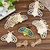 40Pcs Moth Unfinished Blank Wooden Pendants Set for Painting Arts AJEW-FH0006-65-4