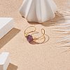 Natural Amethyst Round Beaded Open Cuff Ring RJEW-TA00041-02-2