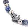 Natural Sodalite & Synthetic Magnetic Hematite Anchor Beaded Bracelet BJEW-P339-01P-08-2