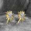 Brass Micro Pave Clear Cubic Zirconia Stud Earrings KK-B124-13PG-2