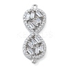 Rack Plating Brass Clear Cubic Zirconia Infinity Connector Charms KK-A234-036P-02-1