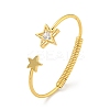 Star Brass Pave Clear Cubic Zirconia Open Cuff Bangles for Women BJEW-G704-03G-1