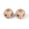 Laser Engraved Beech Wood European Beads WOOD-T033-08A-2