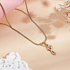 1pc Brass Chain & 304 Stainless Steel Letter Pendant Necklaces NJEW-LP0001-40F-G-3
