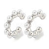 Rack Plating Brass Plastic Pearl Beads Cuff Earrings for Women EJEW-I302-01P-1