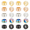 30Pcs 5 Colors 304 Stainless Steel Grooved Beads STAS-UN0055-34-1