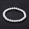 Natural White Jade Round Beaded Stretch Bracelets BJEW-F202-06-1