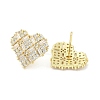Rack Plating Brass Micro Pave Clear Cubic Zirconia Stud Earrings EJEW-M260-12G-2