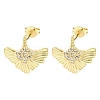 Brass Micro Pave Clear Cubic Zirconia Stud Earrings EJEW-D351-10G-2