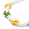 Handmade Daisy Flower Baking Paint & Dyed Glass Seed Beaded Stretch Bracelets BJEW-JB07668-04-4