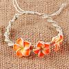 Plumeria Flower Polymer Clay Beads Braided Bead Bracelets for Women FS-WG73C89-08-1